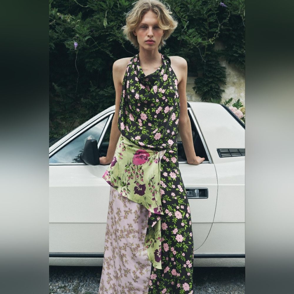 NWT 100% SILK PRINTED DRESS LIMITED EDITION zara